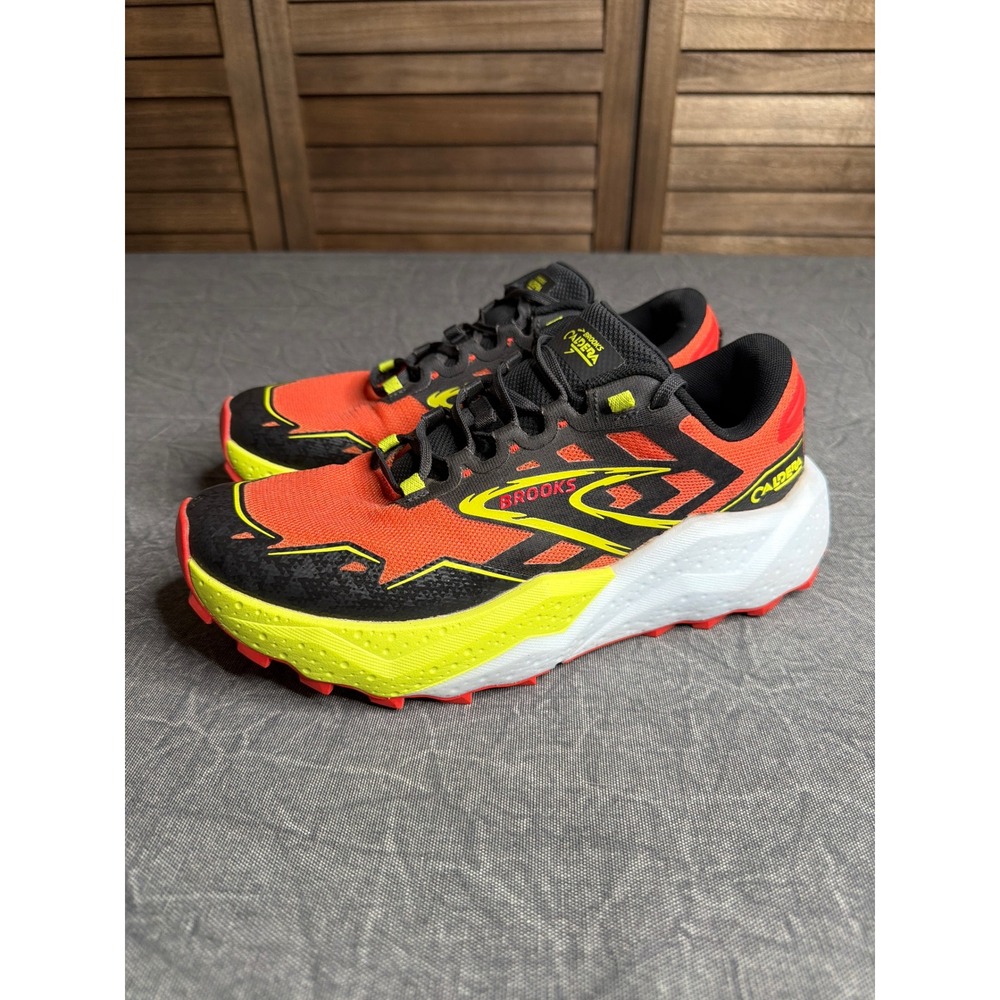 Brooks Sneakers Mens 9 Caldera 7 Orange Yellow Black Trail Running 1104151D655